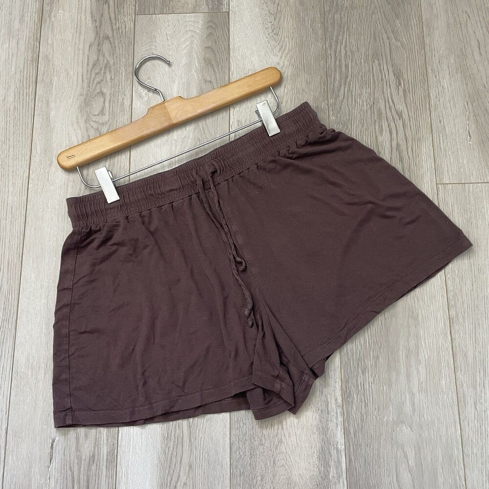 Nuuds Lounge Shorts pull on drawstring womens Brown (medium) loungewear sleep